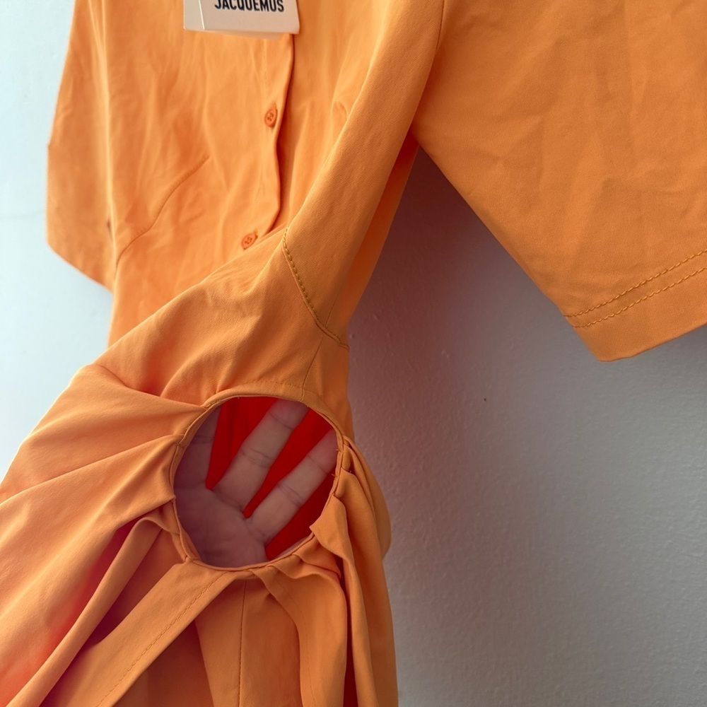 Jacquemus NWT Orange Le Raphia ‘La Robe Camisa’ Minidress SZ 34 - Picture 6 of 16